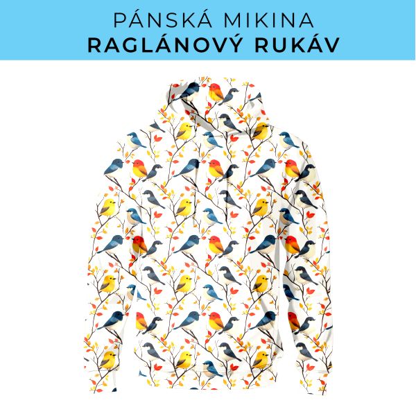 PÁNSKÝ střih - mikina raglan ZÁKLADNÍ s kapucí