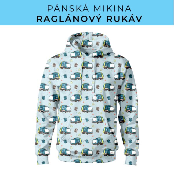 PÁNSKÝ střih - mikina raglan ZÁKLADNÍ s kapucí