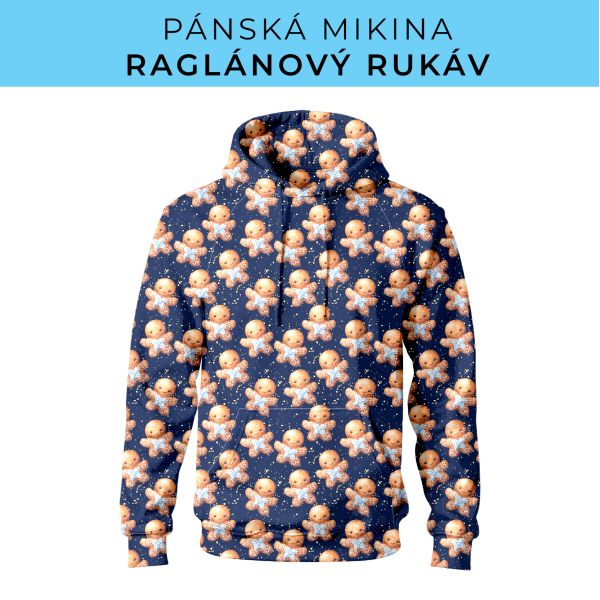 PÁNSKÝ střih - mikina raglan ZÁKLADNÍ s kapucí