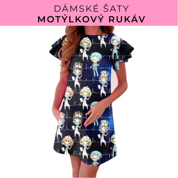 DÁMSKÝ střih - šaty s motýlkovým rukávem