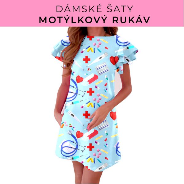 DÁMSKÝ střih - šaty s motýlkovým rukávem