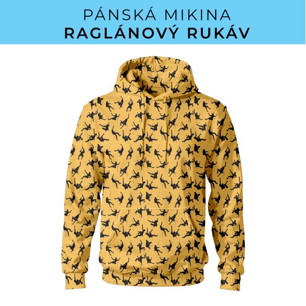 PÁNSKÝ střih - mikina raglan ZÁKLADNÍ s kapucí