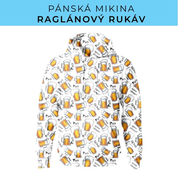 PÁNSKÝ střih - mikina raglan ZÁKLADNÍ s kapucí