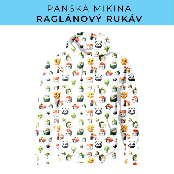 PÁNSKÝ střih - mikina raglan ZÁKLADNÍ s kapucí