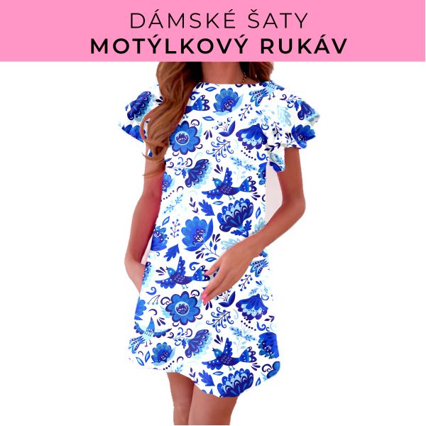 DÁMSKÝ střih - šaty s motýlkovým rukávem
