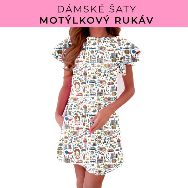 DÁMSKÝ střih - šaty s motýlkovým rukávem