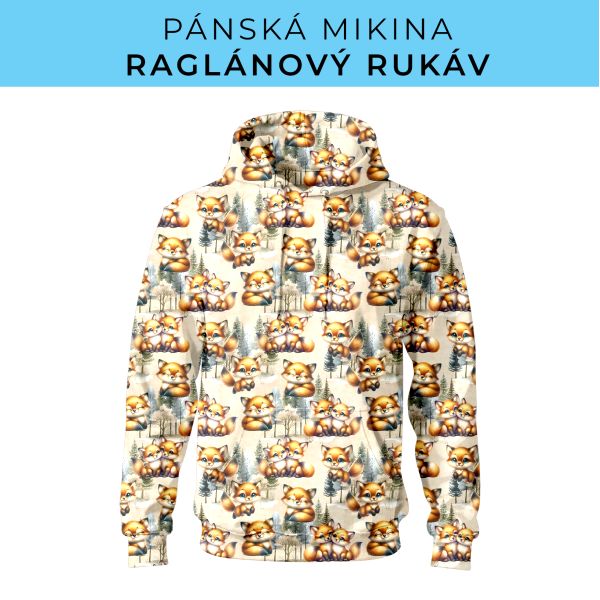 PÁNSKÝ střih - mikina raglan ZÁKLADNÍ s kapucí