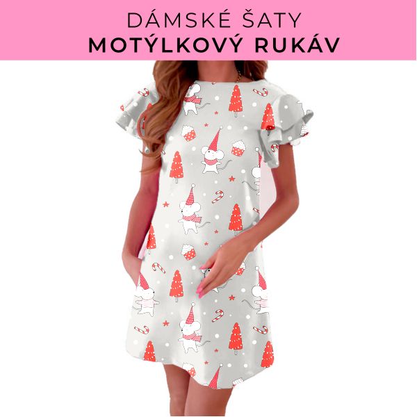DÁMSKÝ střih - šaty s motýlkovým rukávem