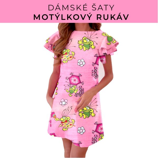 DÁMSKÝ střih - šaty s motýlkovým rukávem