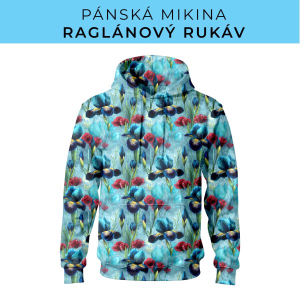 PÁNSKÝ střih - mikina raglan ZÁKLADNÍ s kapucí