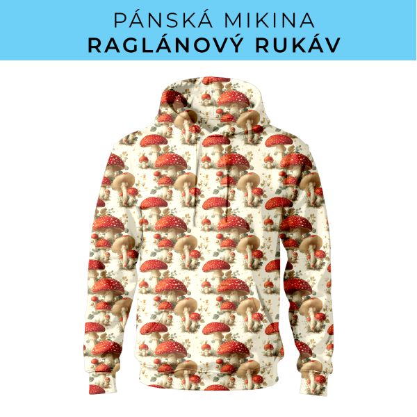 PÁNSKÝ střih - mikina raglan ZÁKLADNÍ s kapucí