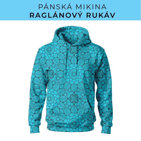 PÁNSKÝ střih - mikina raglan ZÁKLADNÍ s kapucí