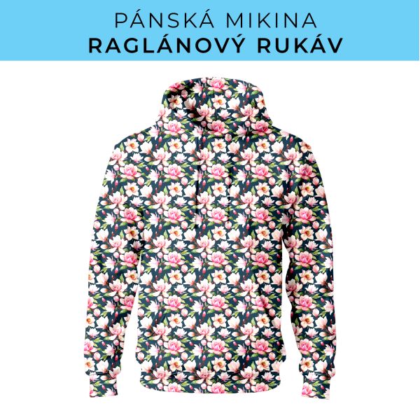 PÁNSKÝ střih - mikina raglan ZÁKLADNÍ s kapucí