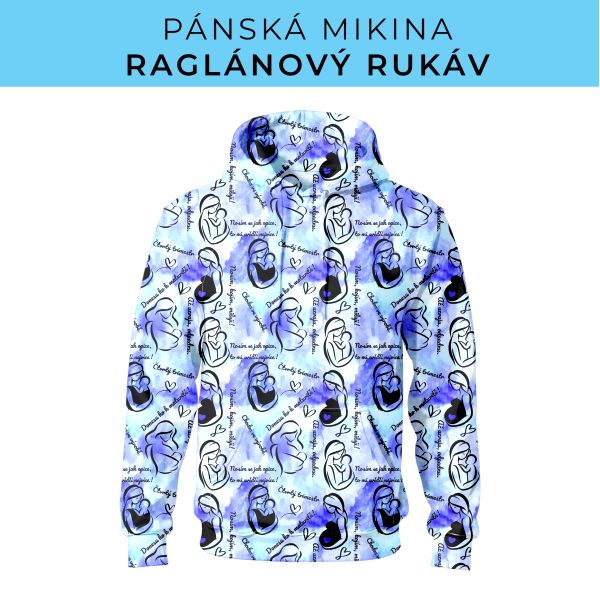 PÁNSKÝ střih - mikina raglan ZÁKLADNÍ s kapucí