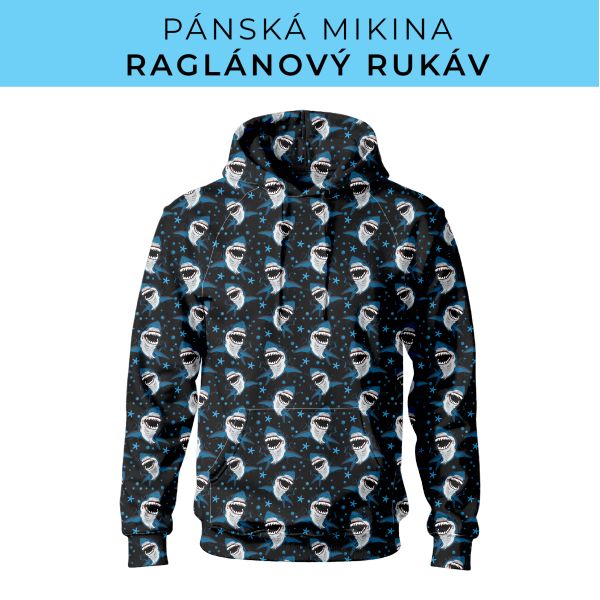 PÁNSKÝ střih - mikina raglan ZÁKLADNÍ s kapucí