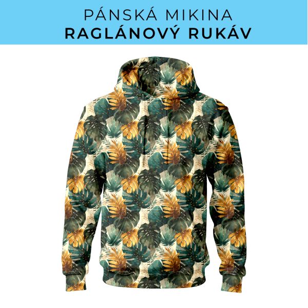 PÁNSKÝ střih - mikina raglan ZÁKLADNÍ s kapucí