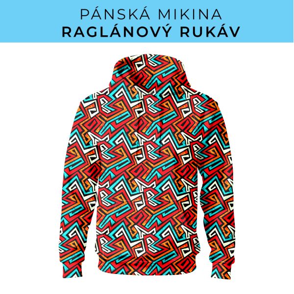 PÁNSKÝ střih - mikina raglan ZÁKLADNÍ s kapucí