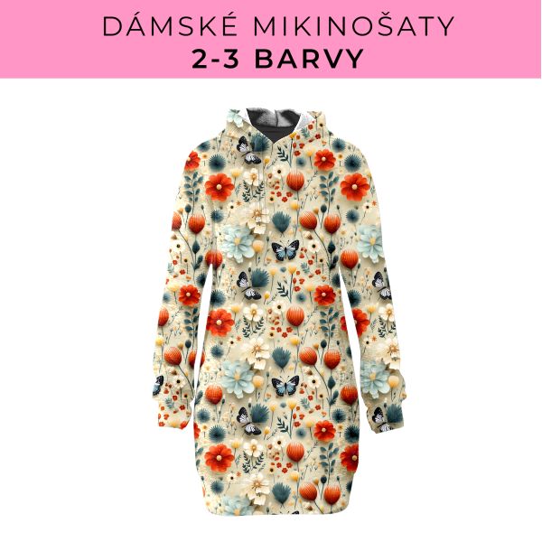 DÁMSKÝ střih - Mikinošaty 2-3 barvy