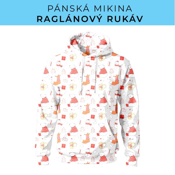 PÁNSKÝ střih - mikina raglan ZÁKLADNÍ s kapucí