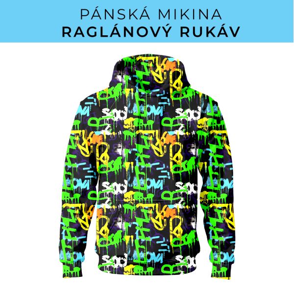 PÁNSKÝ střih - mikina raglan ZÁKLADNÍ s kapucí