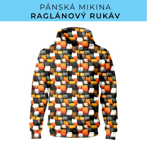 PÁNSKÝ střih - mikina raglan ZÁKLADNÍ s kapucí