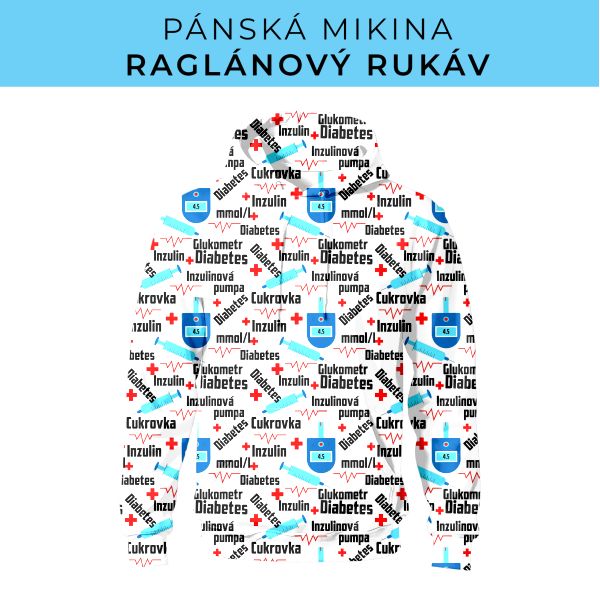PÁNSKÝ střih - mikina raglan ZÁKLADNÍ s kapucí