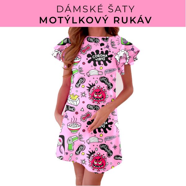 DÁMSKÝ střih - šaty s motýlkovým rukávem