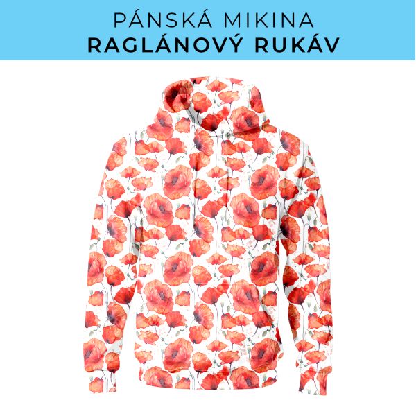 PÁNSKÝ střih - mikina raglan ZÁKLADNÍ s kapucí
