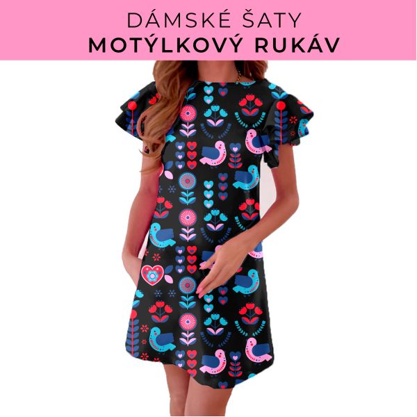 DÁMSKÝ střih - šaty s motýlkovým rukávem
