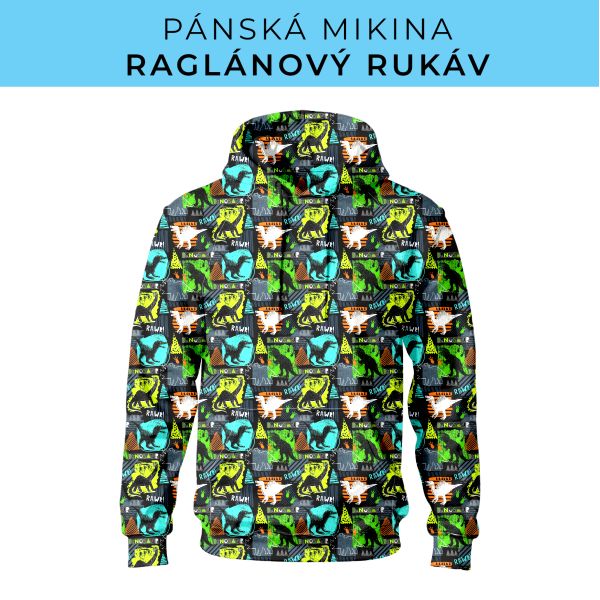 PÁNSKÝ střih - mikina raglan ZÁKLADNÍ s kapucí