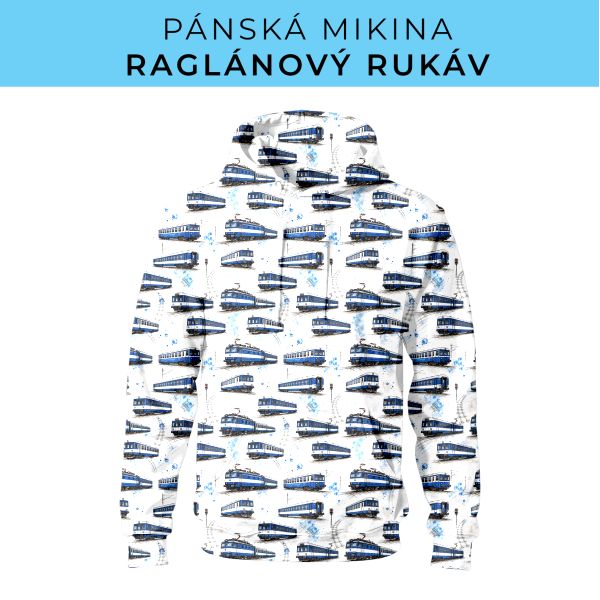 PÁNSKÝ střih - mikina raglan ZÁKLADNÍ s kapucí
