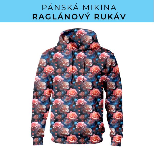 PÁNSKÝ střih - mikina raglan ZÁKLADNÍ s kapucí