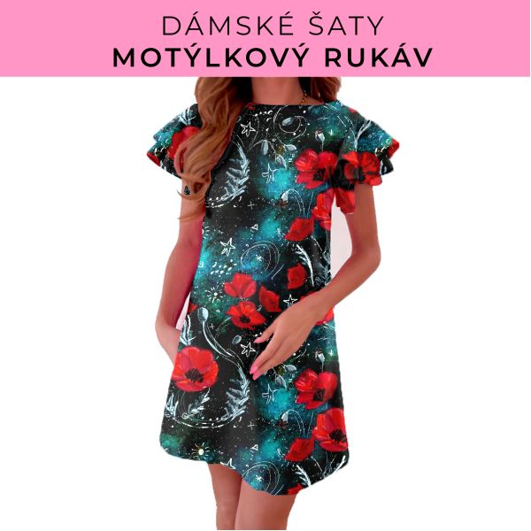 DÁMSKÝ střih - šaty s motýlkovým rukávem