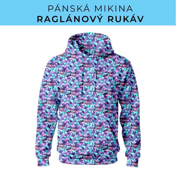 PÁNSKÝ střih - mikina raglan ZÁKLADNÍ s kapucí