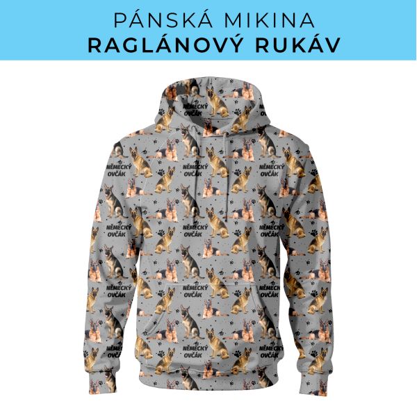 PÁNSKÝ střih - mikina raglan ZÁKLADNÍ s kapucí