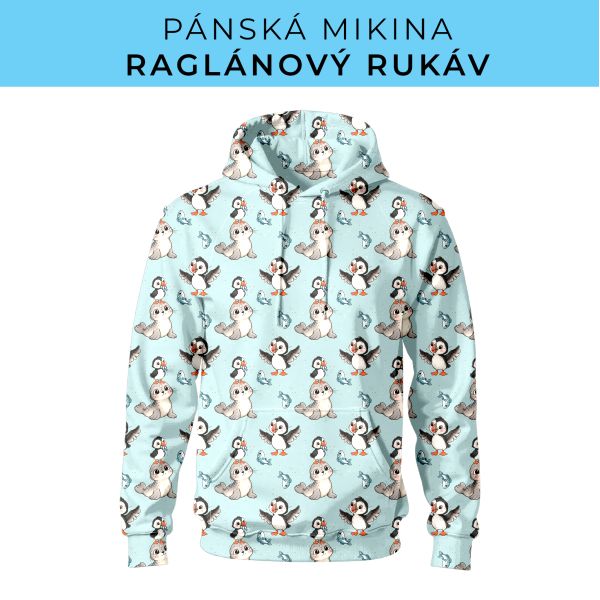 PÁNSKÝ střih - mikina raglan ZÁKLADNÍ s kapucí