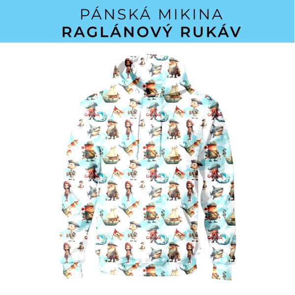 PÁNSKÝ střih - mikina raglan ZÁKLADNÍ s kapucí