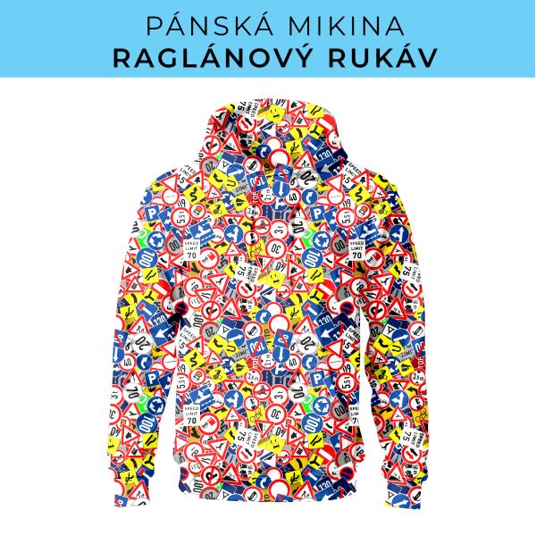 PÁNSKÝ střih - mikina raglan ZÁKLADNÍ s kapucí
