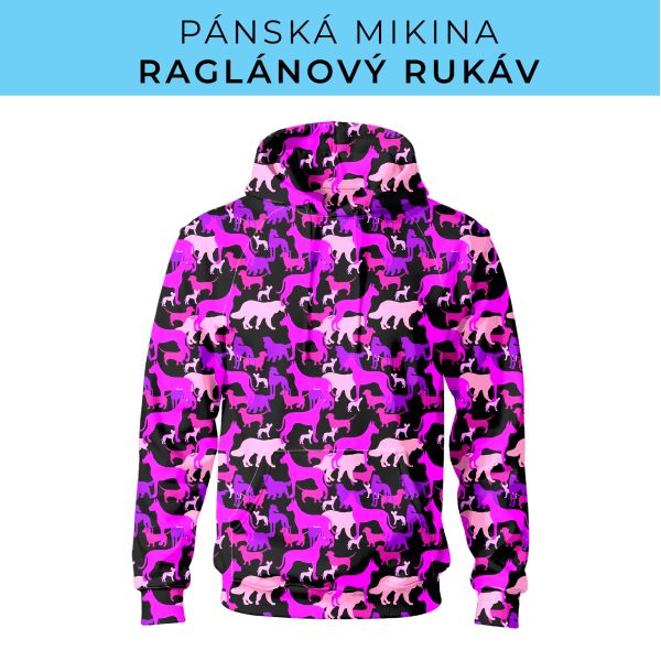 PÁNSKÝ střih - mikina raglan ZÁKLADNÍ s kapucí