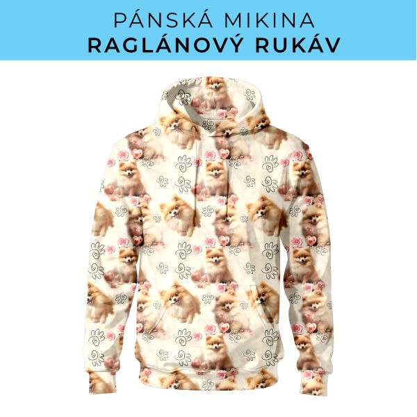 PÁNSKÝ střih - mikina raglan ZÁKLADNÍ s kapucí