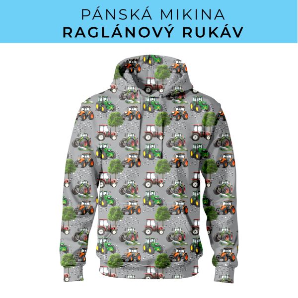 PÁNSKÝ střih - mikina raglan ZÁKLADNÍ s kapucí