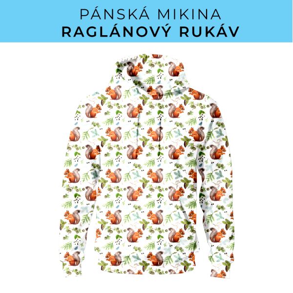 PÁNSKÝ střih - mikina raglan ZÁKLADNÍ s kapucí