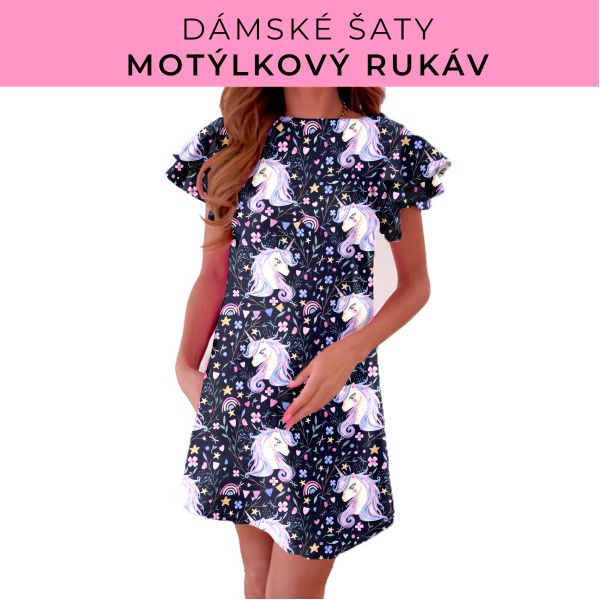DÁMSKÝ střih - šaty s motýlkovým rukávem