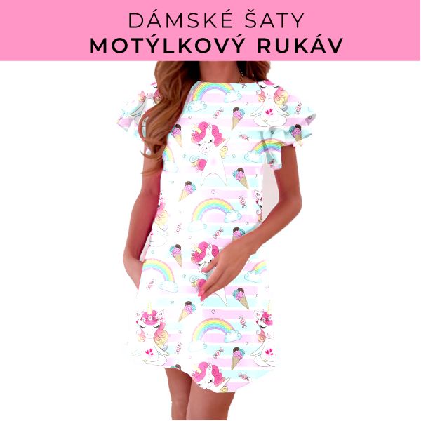 DÁMSKÝ střih - šaty s motýlkovým rukávem