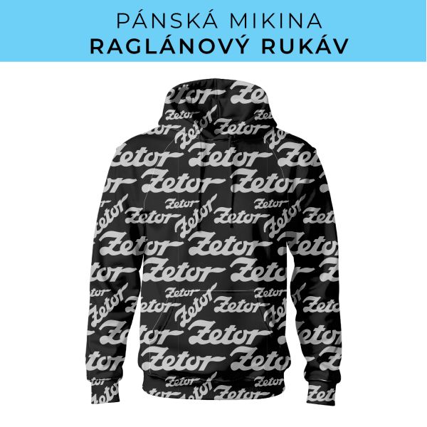 PÁNSKÝ střih - mikina raglan ZÁKLADNÍ s kapucí