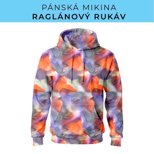 PÁNSKÝ střih - mikina raglan ZÁKLADNÍ s kapucí