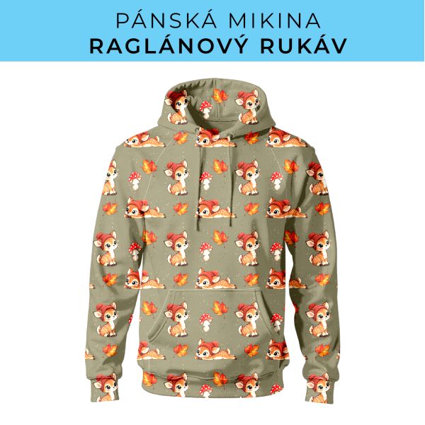 PÁNSKÝ střih - mikina raglan ZÁKLADNÍ s kapucí