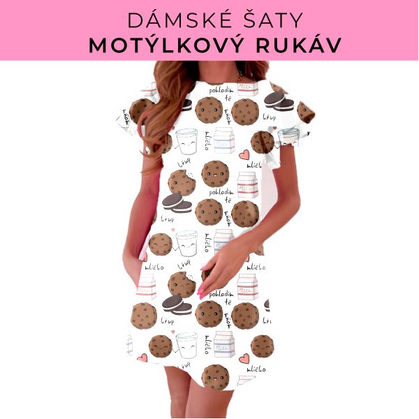 DÁMSKÝ střih - šaty s motýlkovým rukávem
