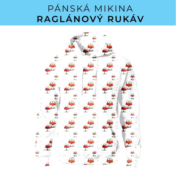 PÁNSKÝ střih - mikina raglan ZÁKLADNÍ s kapucí