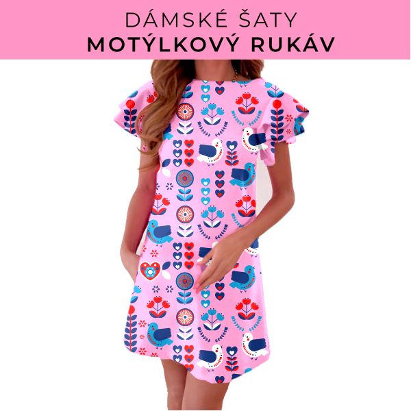 DÁMSKÝ střih - šaty s motýlkovým rukávem